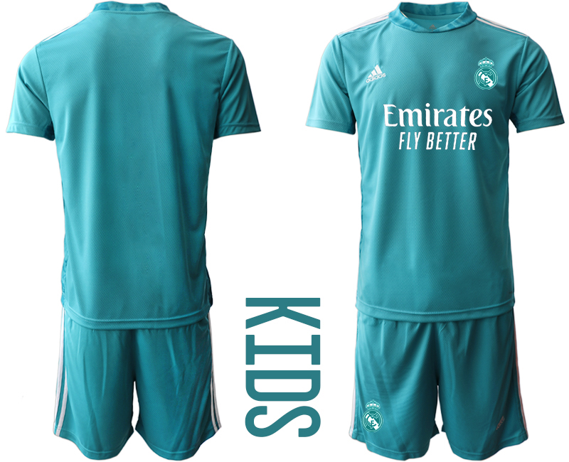 Youth 2020-2021 club Real Madrid blue goalkeeper Soccer Jerseys->->Soccer Club Jersey
